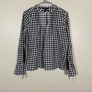 J Crew Gingham Plaid Bell Sleeve Blouse